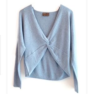 LN Kerisma Monkees Yasmin Baby Blue Twist Wrap Cropped Sweater Shrug - S / M